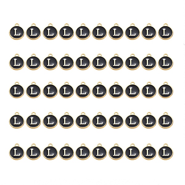 PandaHall Golden Plated Alloy Charms, with Enamel, Enamelled Sequins, Flat Round, Black, Letter.L, 14x12x2mm, Hole: 1.5mm, 50pcs/Box...
PandaHall Golden Plated Alloy Charms, with Enamel, Enamelled Sequins, Flat Round, Black, Letter.L, 14x12x2mm, Hole: 1.5mm, 50pcs/Box...