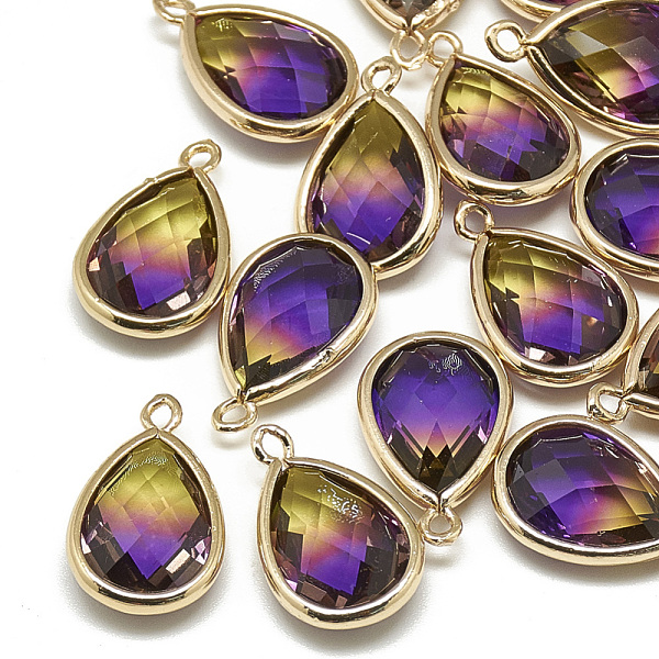 PandaHall Glass Pendants, with Golden Tone Brass Findings, Faceted, teardrop, Indigo, 19x12x6mm, Hole: 1~1.5mm Brass+Glass Teardrop Purple
PandaHall Glass Pendants, with Golden Tone Brass Findings, Faceted, teardrop, Indigo, 19x12x6mm, Hole: 1~1.5mm Brass+Glass Teardrop Purple