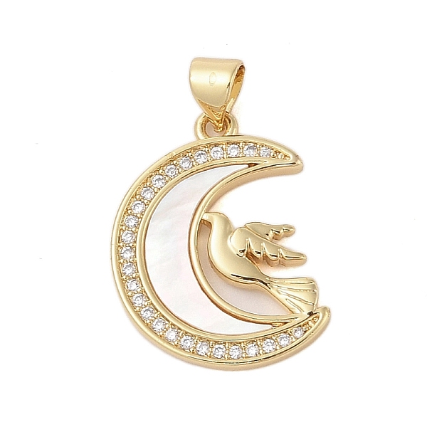 PandaHall Brass Micro Pave Clear Cubic Zirconia Pendant, with Shell, Moon, Real 18K Gold Plated, Bird, 22.5x17x2.5mm, Hole: 4x3.5mm...
PandaHall Brass Micro Pave Clear Cubic Zirconia Pendant, with Shell, Moon, Real 18K Gold Plated, Bird, 22.5x17x2.5mm, Hole: 4x3.5mm...