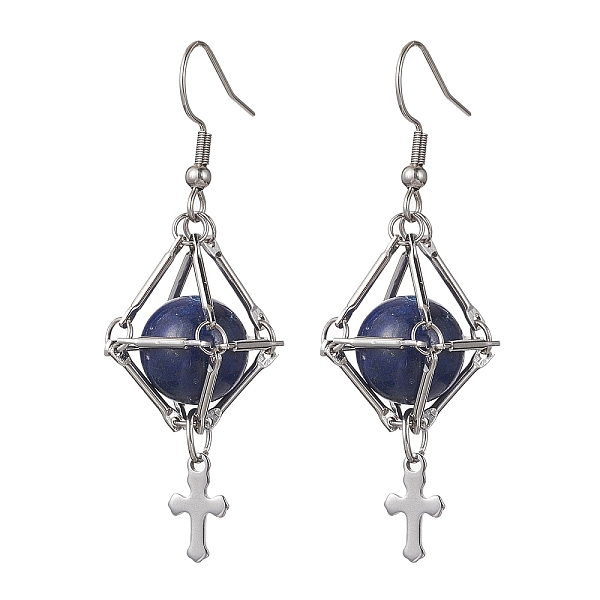 PandaHall Natural Lapis Lazuli Dangle Earrings, Macrame Pouch Brass Long Drop Earrings, Cross, 56x16mm Lapis Lazuli Cross
PandaHall Natural Lapis Lazuli Dangle Earrings, Macrame Pouch Brass Long Drop Earrings, Cross, 56x16mm Lapis Lazuli Cross