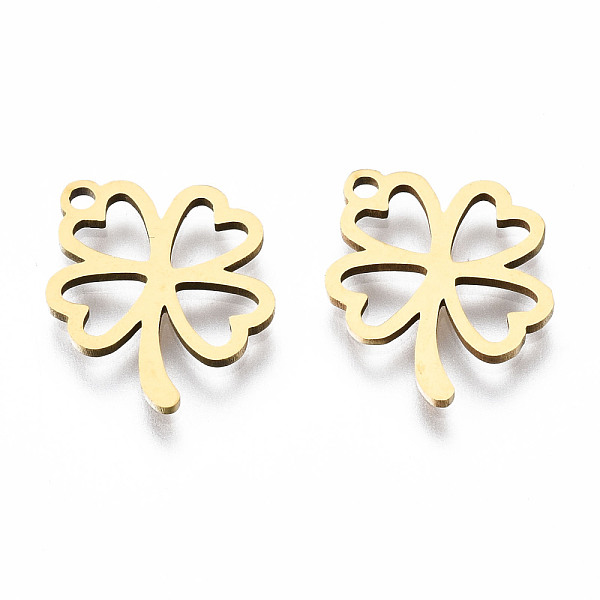 PandaHall 201 Stainless Steel Charms, Laser Cut, Clover, Golden, 14x12x1mm, Hole: 1.2mm 201 Stainless Steel Clover
PandaHall 201 Stainless Steel Charms, Laser Cut, Clover, Golden, 14x12x1mm, Hole: 1.2mm 201 Stainless Steel Clover