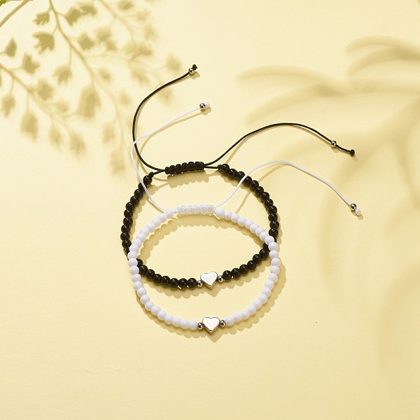 PandaHall 2Pcs 2 Colors Acrylic & Brass Heart Braided Bead Bracelets Set, Nylon Cord Adjustable Bracelets for Women, Black and White, Inner...
PandaHall 2Pcs 2 Colors Acrylic & Brass Heart Braided Bead Bracelets Set, Nylon Cord Adjustable Bracelets for Women, Black and White, Inner...