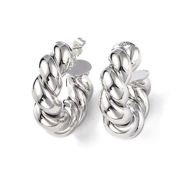 PandaHall Brass Twist Round Stud Earrings, Half Hoop Earrings for Women, Platinum, 35.5x36x11mm, Pin: 0.8mm Brass Round
PandaHall Brass Twist Round Stud Earrings, Half Hoop Earrings for Women, Platinum, 35.5x36x11mm, Pin: 0.8mm Brass Round