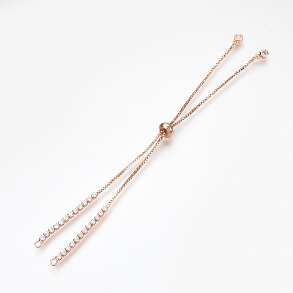 PandaHall Adjustable Brass Micro Pave Cubic Zirconia Chain Bracelet Making, Slider Bracelets Making, Rose Gold, 240~250mm, 1mm, Hole: 1.5mm..., Clear
PandaHall Adjustable Brass Micro Pave Cubic Zirconia Chain Bracelet Making, Slider Bracelets Making, Rose Gold, 240~250mm, 1mm, Hole: 1.5mm..., Clear