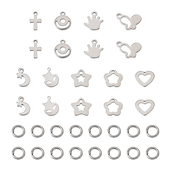 PandaHall Jewelry 90Pcs 9 Style 304 Stainless Steel Charms, Mixed Shapes, with 120Pcs 304 Stainless Steel Jump Rings, Stainless Steel Color...
PandaHall Jewelry 90Pcs 9 Style 304 Stainless Steel Charms, Mixed Shapes, with 120Pcs 304 Stainless Steel Jump Rings, Stainless Steel Color...