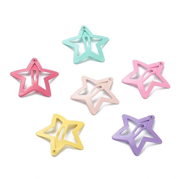 PandaHall Cute Spray Painted Iron Snap Hair Clips, Star, for Childern, Mixed Color, 30x31x1.5mm, 6pcs/set Iron Multicolor
PandaHall Cute Spray Painted Iron Snap Hair Clips, Star, for Childern, Mixed Color, 30x31x1.5mm, 6pcs/set Iron Multicolor