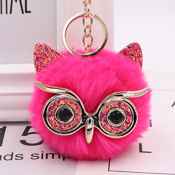 PandaHall Pom Pom Ball Keychain, with KC Gold Tone Plated Alloy Lobster Claw Clasps, Iron Key Ring and Chain, Owl, Deep Pink, 12cm Alloy Owl
PandaHall Pom Pom Ball Keychain, with KC Gold Tone Plated Alloy Lobster Claw Clasps, Iron Key Ring and Chain, Owl, Deep Pink, 12cm Alloy Owl