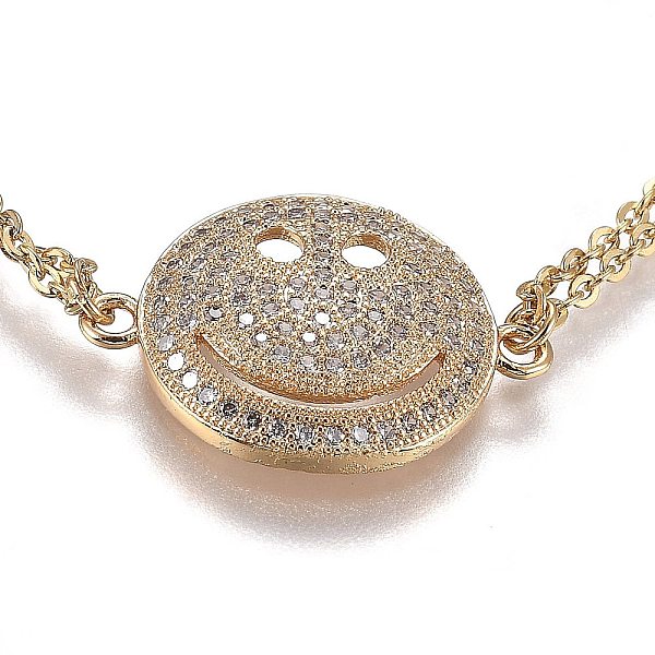 PandaHall Brass Micro Pave Clear Cubic Zirconia Link Bracelets, with 304 Stainless Steel Cable Chains, Smiling Face, Golden, 7-1/8 inch...
PandaHall Brass Micro Pave Clear Cubic Zirconia Link Bracelets, with 304 Stainless Steel Cable Chains, Smiling Face, Golden, 7-1/8 inch...