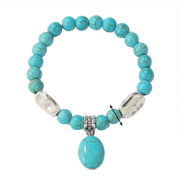 PandaHall Synthetic Turquoise Beaded Bracelets, Bohemia Style Alloy Charms Stretch Bracelets for Women, Egg Pattern, 6-3/4 inch(17cm), 8mm...
PandaHall Synthetic Turquoise Beaded Bracelets, Bohemia Style Alloy Charms Stretch Bracelets for Women, Egg Pattern, 6-3/4 inch(17cm), 8mm...
