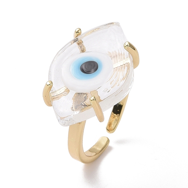 PandaHall Lampwork Oval with Evil Eye Open Cuff Ring, Real 18K Gold Plated Brass Lucky Jewelry for Women, Lead Free & Cadmium Free, Clear...
PandaHall Lampwork Oval with Evil Eye Open Cuff Ring, Real 18K Gold Plated Brass Lucky Jewelry for Women, Lead Free & Cadmium Free, Clear...