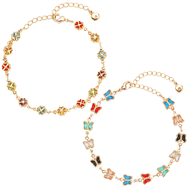 PandaHall ANATTASOUL 2Pcs 2 Style Colorful Acrylic Butterfly & Clover Link Chain Anklets Set, Brass Jewelry for Women, Golden, 6-3/4~6-7/8...
PandaHall ANATTASOUL 2Pcs 2 Style Colorful Acrylic Butterfly & Clover Link Chain Anklets Set, Brass Jewelry for Women, Golden, 6-3/4~6-7/8...