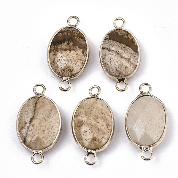 PandaHall Natural Picture Jasper Links Connectors, with Light Gold Tone Brass Findings, Oval, Faceted, 27.5x14.5x6mm, Hole: 2mm Picture...
PandaHall Natural Picture Jasper Links Connectors, with Light Gold Tone Brass Findings, Oval, Faceted, 27.5x14.5x6mm, Hole: 2mm Picture...