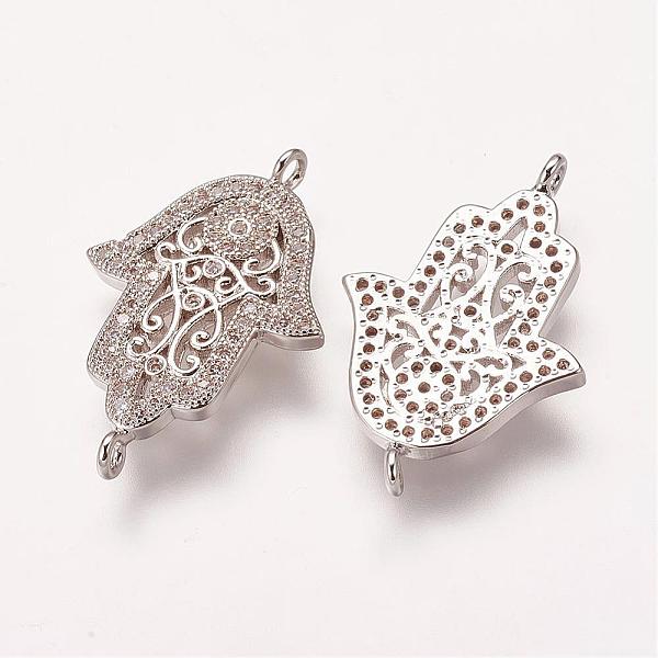 PandaHall Brass Micro Pave Cubic Zirconia Links, Palm/Hamsa Hand/Hand of Fatima/Hand of Miriam, Platinum, 27x17.5x2mm, Hole: 1mm Brass+Cubic...
PandaHall Brass Micro Pave Cubic Zirconia Links, Palm/Hamsa Hand/Hand of Fatima/Hand of Miriam, Platinum, 27x17.5x2mm, Hole: 1mm Brass+Cubic...
