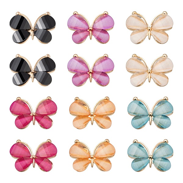 PandaHall 12Pcs 6 Colors Alloy Pendants, with Resin, Faceted, Butterfly, Light Gold, Mixed Color, 21~22x28~29x4.5mm, Hole: 2.5mm, 2pcs/color..., Multicolor
PandaHall 12Pcs 6 Colors Alloy Pendants, with Resin, Faceted, Butterfly, Light Gold, Mixed Color, 21~22x28~29x4.5mm, Hole: 2.5mm, 2pcs/color..., Multicolor