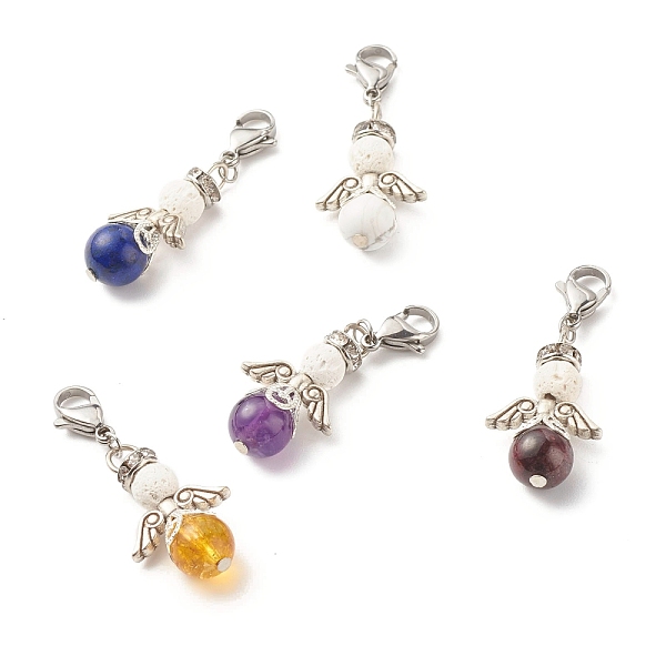 PandaHall Natural Gemstone & Lava Rock Bead Pendants, with Tibetan Style Alloy Beads, Wing, 39.5mm Mixed Goldstone Wing
PandaHall Natural Gemstone & Lava Rock Bead Pendants, with Tibetan Style Alloy Beads, Wing, 39.5mm Mixed Goldstone Wing