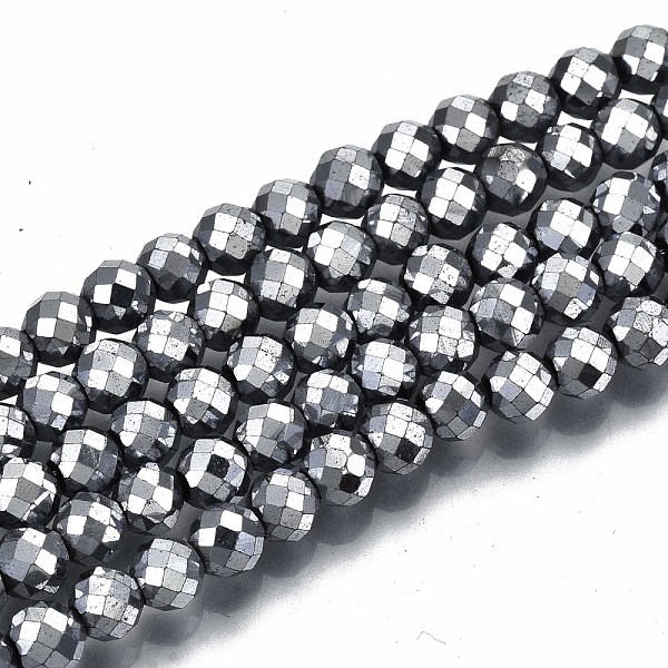 PandaHall Electroplate Non-magnetic Synthetic Hematite Beads Strands, Round, Faceted, Platinum Plated, 4mm, Hole: 1mm, about 108pcs/strand...
PandaHall Electroplate Non-magnetic Synthetic Hematite Beads Strands, Round, Faceted, Platinum Plated, 4mm, Hole: 1mm, about 108pcs/strand...