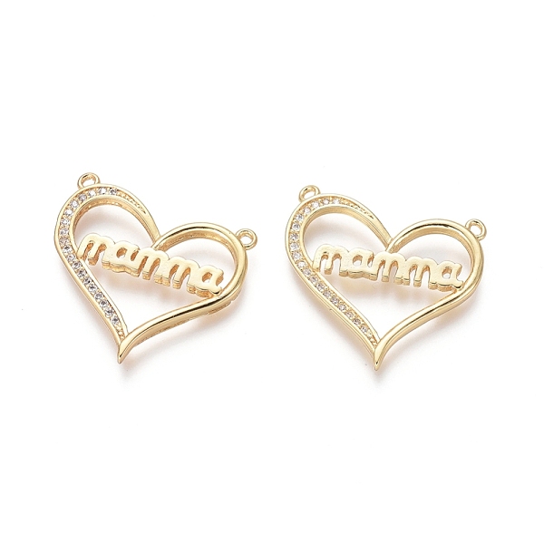 PandaHall Brass Pendants, with Clear Cubic Zirconia, Heart with Word Mamma, for Mother's Day, Golden, 22x24x2mm, Hole: 1.2mm Brass+Cubic...
PandaHall Brass Pendants, with Clear Cubic Zirconia, Heart with Word Mamma, for Mother's Day, Golden, 22x24x2mm, Hole: 1.2mm Brass+Cubic...