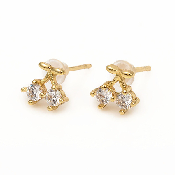 PandaHall Brass Stud Earrings, with Clear Cubic Zirconia and Ear Nuts, Cherry, Golden, 6.8x7.5mm, Pin: 0.9mm Brass Cherry Clear
PandaHall Brass Stud Earrings, with Clear Cubic Zirconia and Ear Nuts, Cherry, Golden, 6.8x7.5mm, Pin: 0.9mm Brass Cherry Clear