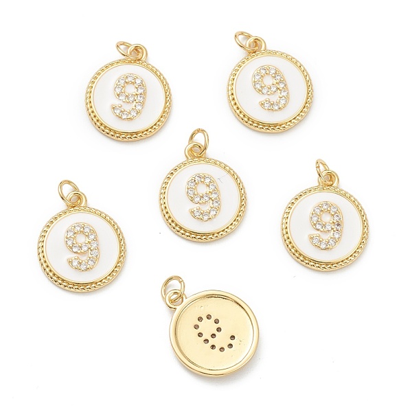 PandaHall Brass Micro Pave Clear Cubic Zirconia Charms, Long-Lasting Plated, with Jump Rings and White Enamel, Flat Round with Number, Real...
PandaHall Brass Micro Pave Clear Cubic Zirconia Charms, Long-Lasting Plated, with Jump Rings and White Enamel, Flat Round with Number, Real...