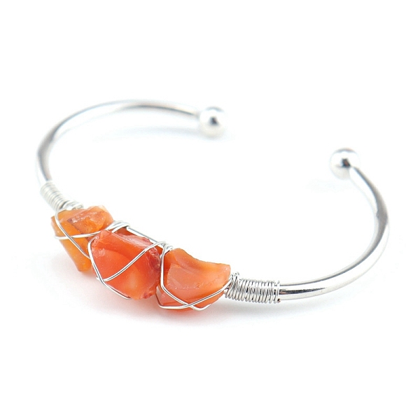 PandaHall Natural Carnelian Chips Beaded Cuff Bangles, Metal Wire Wrap Bangle, Inner Diameter: 2-1/2 inch(6.5cm) Carnelian
PandaHall Natural Carnelian Chips Beaded Cuff Bangles, Metal Wire Wrap Bangle, Inner Diameter: 2-1/2 inch(6.5cm) Carnelian