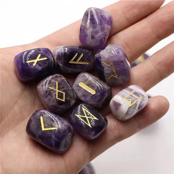 PandaHall 25Pcs Natural Amethyst Viking Runes Engraved Stone, Tumbled Stone Nuggets Display Decoration, Reiki Healing Stone Ornament...
PandaHall 25Pcs Natural Amethyst Viking Runes Engraved Stone, Tumbled Stone Nuggets Display Decoration, Reiki Healing Stone Ornament...