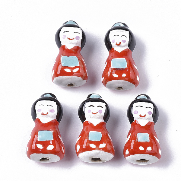 PandaHall Handmade Porcelain Beads, Famille Rose Style, Japanese Kokeshi Doll Shape, Red, 27~28x14.5x11~12mm, Hole: 1.5~2mm Porcelain Human...
PandaHall Handmade Porcelain Beads, Famille Rose Style, Japanese Kokeshi Doll Shape, Red, 27~28x14.5x11~12mm, Hole: 1.5~2mm Porcelain Human...
