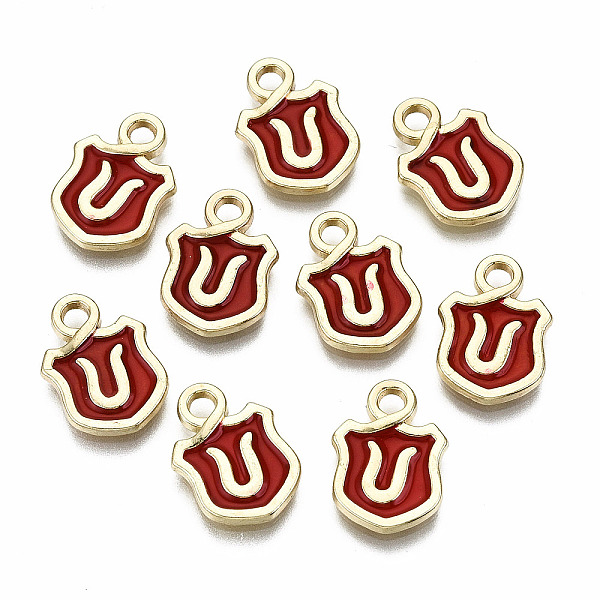 PandaHall Alloy Enamel Charms, Cadmium Free & Lead Free, Shield with Initial Letters, Light Gold, Letter.U, 14x10x2mm, Hole: 2mm..., Red
PandaHall Alloy Enamel Charms, Cadmium Free & Lead Free, Shield with Initial Letters, Light Gold, Letter.U, 14x10x2mm, Hole: 2mm..., Red
