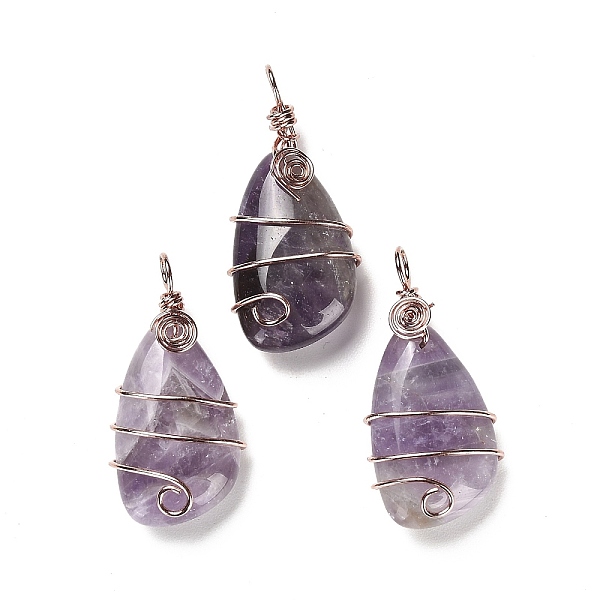 PandaHall Natural Amethyst Pendants, Rack Plating Brass Wire Wrapped Gems Teardrop Charms, Cadmium Free & Lead Free, Rose Gold...
PandaHall Natural Amethyst Pendants, Rack Plating Brass Wire Wrapped Gems Teardrop Charms, Cadmium Free & Lead Free, Rose Gold...