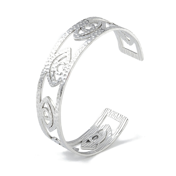 PandaHall 304 Stainless Steel Hollow Eye Open Cuff Bangles for Women, Stainless Steel Color, Inner Diameter: 2 inch(5cm), 15.5mm 304...
PandaHall 304 Stainless Steel Hollow Eye Open Cuff Bangles for Women, Stainless Steel Color, Inner Diameter: 2 inch(5cm), 15.5mm 304...