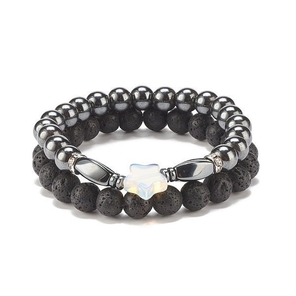 PandaHall 2Pcs 2 Style Natural Lava Rock & Synthetic Hematite Stretch Bracelets Set with Opalite Star, Essential Oil Gemstone Jewelry for...
PandaHall 2Pcs 2 Style Natural Lava Rock & Synthetic Hematite Stretch Bracelets Set with Opalite Star, Essential Oil Gemstone Jewelry for...