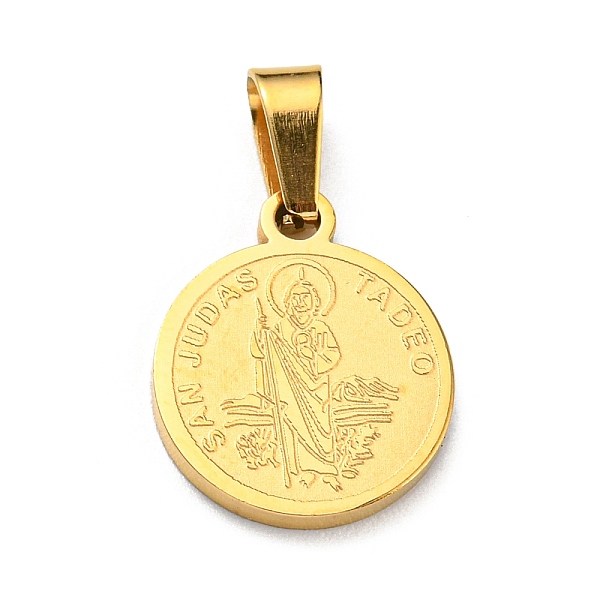PandaHall Vacuum Plating 304 Stainless Steel Pendants, Flat Round with Word San Judas Tadeo, Golden, 15x12x1.5mm, Hole: 6x2.8mm 304...
PandaHall Vacuum Plating 304 Stainless Steel Pendants, Flat Round with Word San Judas Tadeo, Golden, 15x12x1.5mm, Hole: 6x2.8mm 304...