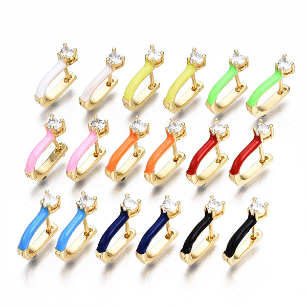 PandaHall Brass Micro Pave Clear Cubic Zirconia Huggie Hoop Earrings, with Enamel, Nickel Free, U Shape, Real 16K Gold Plated, Mixed Color..., Multicolor
PandaHall Brass Micro Pave Clear Cubic Zirconia Huggie Hoop Earrings, with Enamel, Nickel Free, U Shape, Real 16K Gold Plated, Mixed Color..., Multicolor