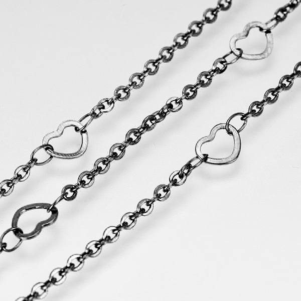 PandaHall 304 Stainless Steel Cable Chains, with Heart Link, Soldered, with Spool, Flat Oval, Electrophoresis Black, 5x6.4x0.4mm, Link...
PandaHall 304 Stainless Steel Cable Chains, with Heart Link, Soldered, with Spool, Flat Oval, Electrophoresis Black, 5x6.4x0.4mm, Link...