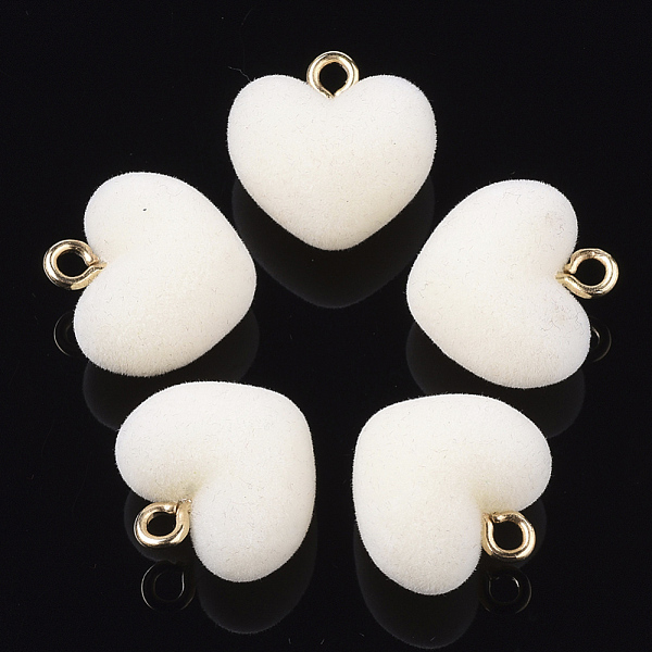 PandaHall Flocky Acrylic Pendants, with Brass Loops, Heart, Golden, Creamy White, 18.5x18x13mm, Hole: 2.5mm Brass+Acrylic Heart
PandaHall Flocky Acrylic Pendants, with Brass Loops, Heart, Golden, Creamy White, 18.5x18x13mm, Hole: 2.5mm Brass+Acrylic Heart
