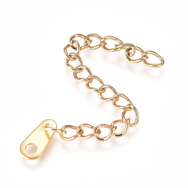 PandaHall 304 Stainless Steel Chain Extender, Curb Chain, with Charms, Teardrop, Golden, 60mm, Link: 4x3x0.5mm 304 Stainless Steel
PandaHall 304 Stainless Steel Chain Extender, Curb Chain, with Charms, Teardrop, Golden, 60mm, Link: 4x3x0.5mm 304 Stainless Steel