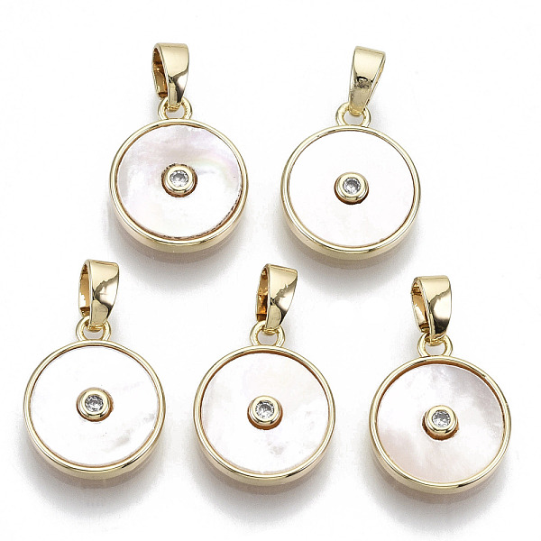 PandaHall Brass Micro Pave Clear Cubic Zirconia Charms, with Freshwater Shell and Snap On Bails, Nickel Free, Real 18k Gold Plated, Flat...
PandaHall Brass Micro Pave Clear Cubic Zirconia Charms, with Freshwater Shell and Snap On Bails, Nickel Free, Real 18k Gold Plated, Flat...