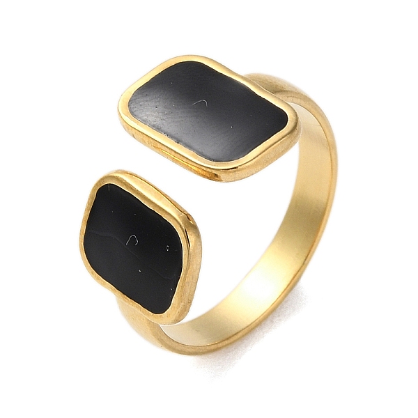 PandaHall 304 Stainless Steel Enamel Cuff Rings, Rectangle, Real 18K Gold Plated, Adjustable 304 Stainless Steel Rectangle Black
PandaHall 304 Stainless Steel Enamel Cuff Rings, Rectangle, Real 18K Gold Plated, Adjustable 304 Stainless Steel Rectangle Black