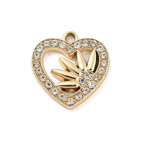 PandaHall UV Plating Alloy Rhinestone Pendants, Heart with Leaf Charms, Golden, 19x18x2.5mm, Hole: 1.8mm Alloy+Rhinestone Heart
PandaHall UV Plating Alloy Rhinestone Pendants, Heart with Leaf Charms, Golden, 19x18x2.5mm, Hole: 1.8mm Alloy+Rhinestone Heart