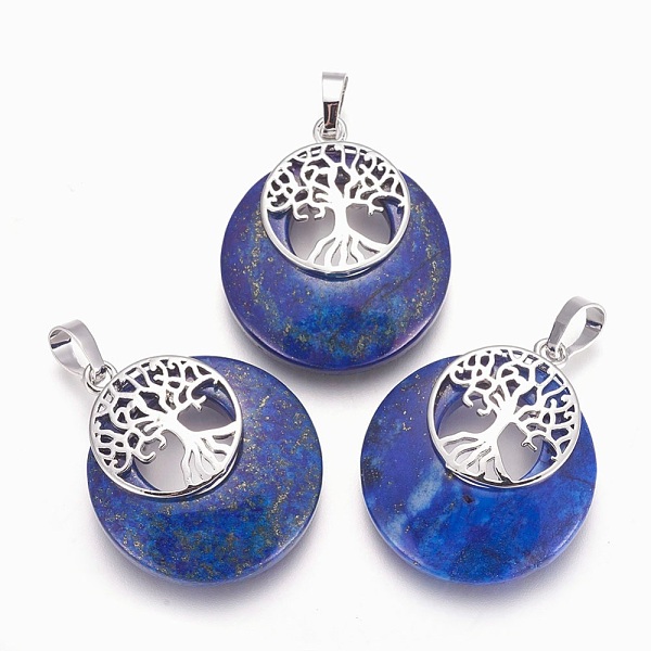 PandaHall Natural Lapis Lazuli Pendants, with Platinum Tone Brass Findings, Flat Round with Tree of Life, 32.5~33x27.5~28x5~6mm, Hole: 5x7mm..., Blue
PandaHall Natural Lapis Lazuli Pendants, with Platinum Tone Brass Findings, Flat Round with Tree of Life, 32.5~33x27.5~28x5~6mm, Hole: 5x7mm..., Blue