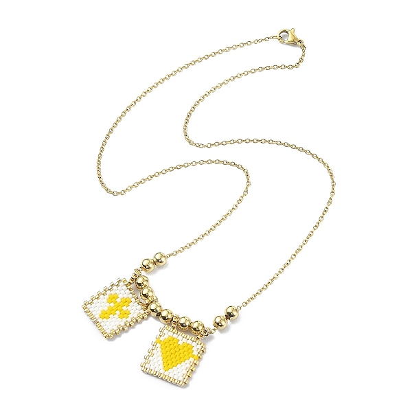 PandaHall Rectangle with Cross & Heart Glass Seed Beaded Pendant Necklace, Golden 304 Stainless Steel Jewelry for Women, Yellow, 17.68 inch...
PandaHall Rectangle with Cross & Heart Glass Seed Beaded Pendant Necklace, Golden 304 Stainless Steel Jewelry for Women, Yellow, 17.68 inch...