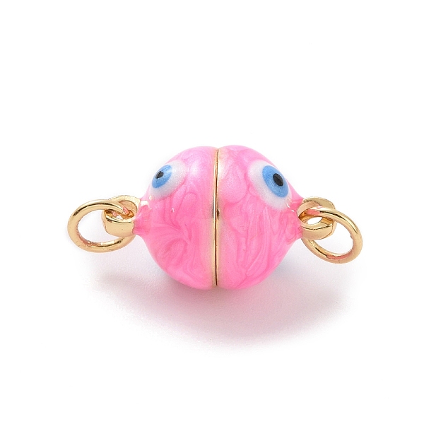 PandaHall Brass Magnetic Clasps, with Enamel, Round with Evil Eye, Real 18K Gold Plated, Hot Pink, 16x10mm, Hole: 3mm Brass+Enamel Round
PandaHall Brass Magnetic Clasps, with Enamel, Round with Evil Eye, Real 18K Gold Plated, Hot Pink, 16x10mm, Hole: 3mm Brass+Enamel Round