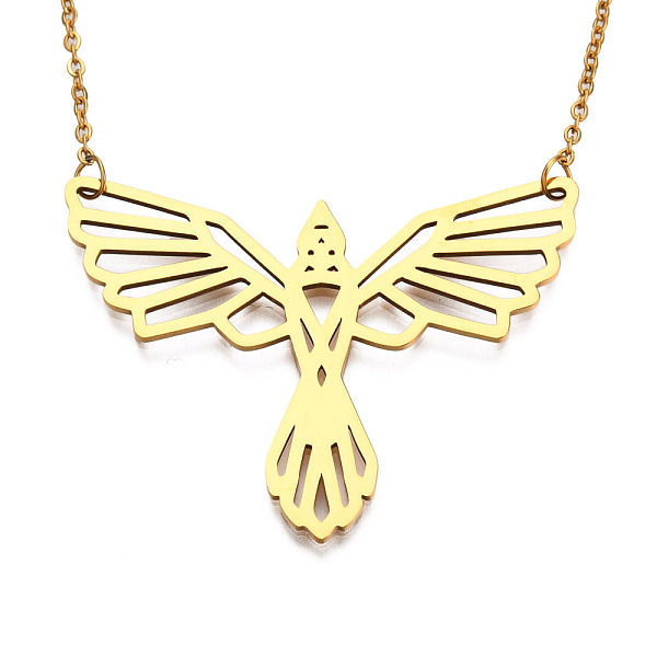 PandaHall 201 Stainless Steel Pendant Necklaces, with Cable Chains, Phenix, Golden, 18.1 inch(46cm), 2mm, Phenix: 35x45.5x1mm 201 Stainless...
PandaHall 201 Stainless Steel Pendant Necklaces, with Cable Chains, Phenix, Golden, 18.1 inch(46cm), 2mm, Phenix: 35x45.5x1mm 201 Stainless...