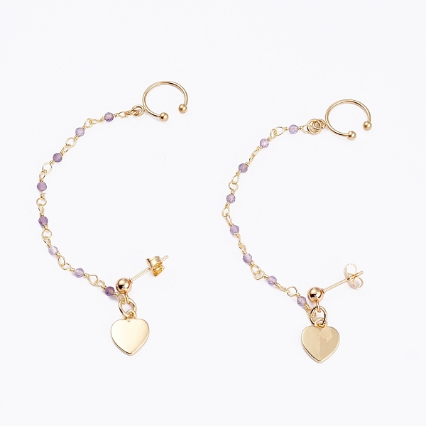 PandaHall 304 Stainless Steel Stud Earrings, with Clip-on Earrings and Natural Amethyst Beaded Chains, Heart, Real 18K Gold Plated, 15mm...
PandaHall 304 Stainless Steel Stud Earrings, with Clip-on Earrings and Natural Amethyst Beaded Chains, Heart, Real 18K Gold Plated, 15mm...