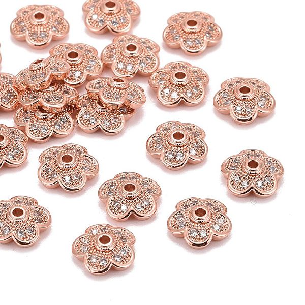PandaHall 5-Petal Brass Micro Pave Clear Cubic Zirconia Bead Caps, Cadmium Free & Nickel Free & Lead Free, Real Rose Gold Plated, 9x9x3mm...
PandaHall 5-Petal Brass Micro Pave Clear Cubic Zirconia Bead Caps, Cadmium Free & Nickel Free & Lead Free, Real Rose Gold Plated, 9x9x3mm...