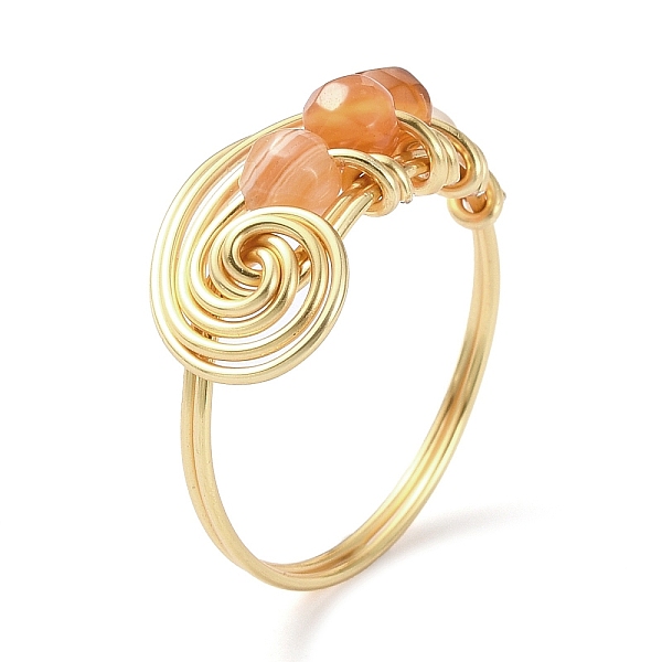 PandaHall Natural Carnelian Round Beaded Finger Ring, Light Gold Copper Wire Wrapped Vortex Ring, US Size 8 1/2(18.5mm) Carnelian Round
PandaHall Natural Carnelian Round Beaded Finger Ring, Light Gold Copper Wire Wrapped Vortex Ring, US Size 8 1/2(18.5mm) Carnelian Round