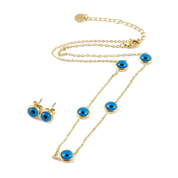 PandaHall Evil Eye Resin Stud Earrings & Necklaces Sets, 304 Stainless Steel Jewelry Sets for Women, Golden, 400mm 304 Stainless Steel Evil...
PandaHall Evil Eye Resin Stud Earrings & Necklaces Sets, 304 Stainless Steel Jewelry Sets for Women, Golden, 400mm 304 Stainless Steel Evil...