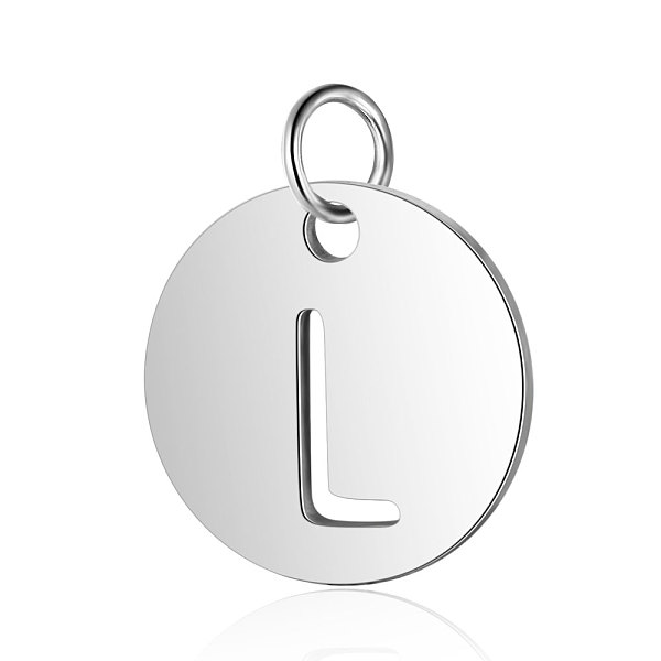 PandaHall 304 Stainless Steel Charms, Flat Round with Letter, Stainless Steel Color, Letter.L, 12x1mm, Hole: 2.5mm 304 Stainless Steel...
PandaHall 304 Stainless Steel Charms, Flat Round with Letter, Stainless Steel Color, Letter.L, 12x1mm, Hole: 2.5mm 304 Stainless Steel...