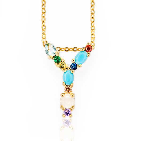 PandaHall Golden Brass Micro Pave Cubic Zirconia Initial Pendants Necklaces, with Cable Chains, Colorful, Letter, Letter.Y, 17.9~18.1 inch...
PandaHall Golden Brass Micro Pave Cubic Zirconia Initial Pendants Necklaces, with Cable Chains, Colorful, Letter, Letter.Y, 17.9~18.1 inch...
