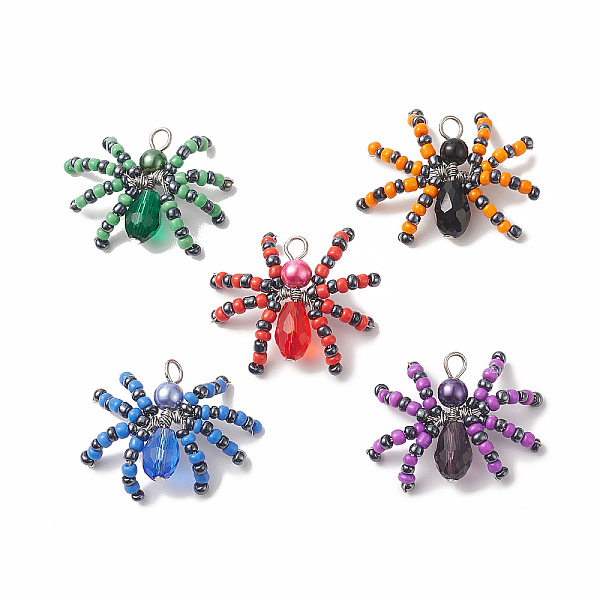 PandaHall Halloween Spider Glass Pendants, with Eco-Friendly Round Copper Wire Wrapped, Mixed Color, 28~30x35~35.5x8.5~11.5mm, Hole: 3.2~4mm..., Multicolor
PandaHall Halloween Spider Glass Pendants, with Eco-Friendly Round Copper Wire Wrapped, Mixed Color, 28~30x35~35.5x8.5~11.5mm, Hole: 3.2~4mm..., Multicolor