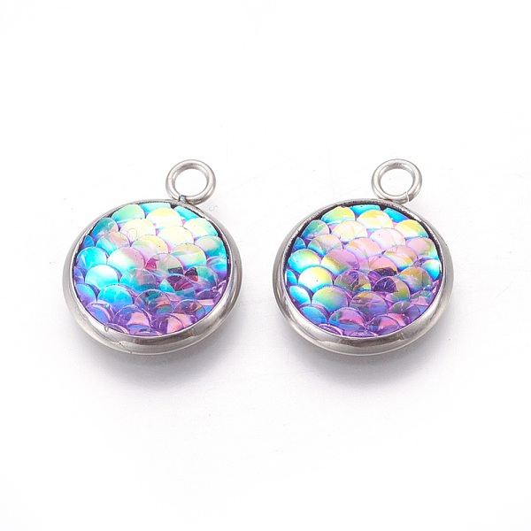 PandaHall Resin Pendants, with 304 Stainless Steel Finding, Flat Round with Mermaid Fish Scale Shaped, Stainless Steel Color, Plum..., Purple
PandaHall Resin Pendants, with 304 Stainless Steel Finding, Flat Round with Mermaid Fish Scale Shaped, Stainless Steel Color, Plum..., Purple
